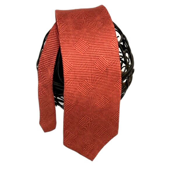 BILL BLASS Silk Necktie Black label Burnt Orange Mens 4 inches Wide - Picture 1 of 7